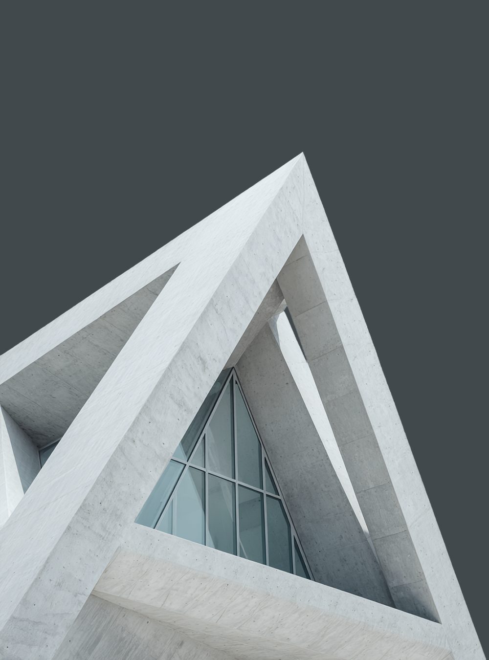 Light concrete triangular building